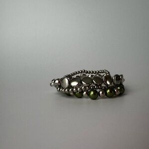 Green & silver color beaded bracelets. Stretchy. 3 piece.